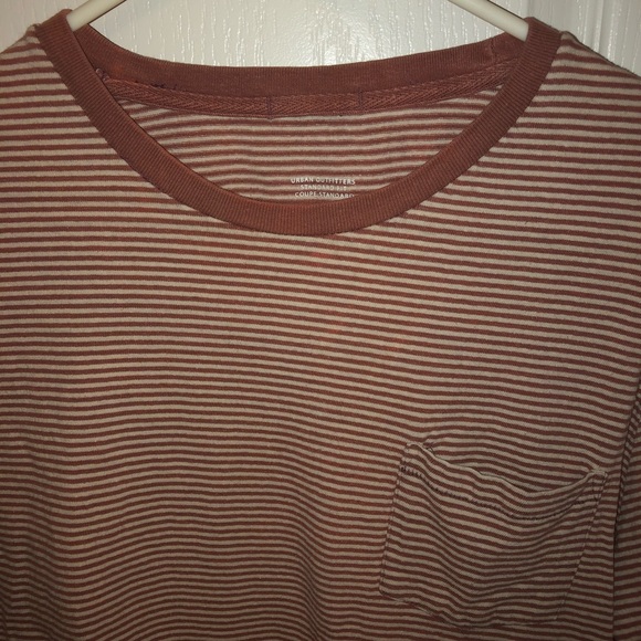 Urban Outfitters Men’s Maroon Striped Tee - Picture 2 of 3
